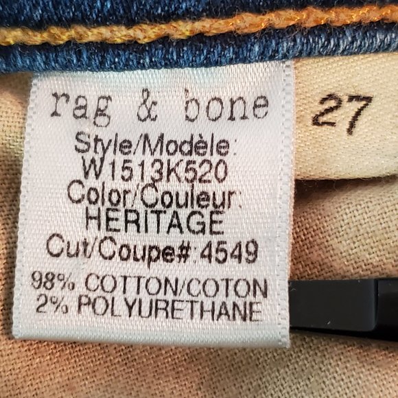 RAG AND BONE High Rise Skinny Jeans 27 EUC - Picture 7 of 7